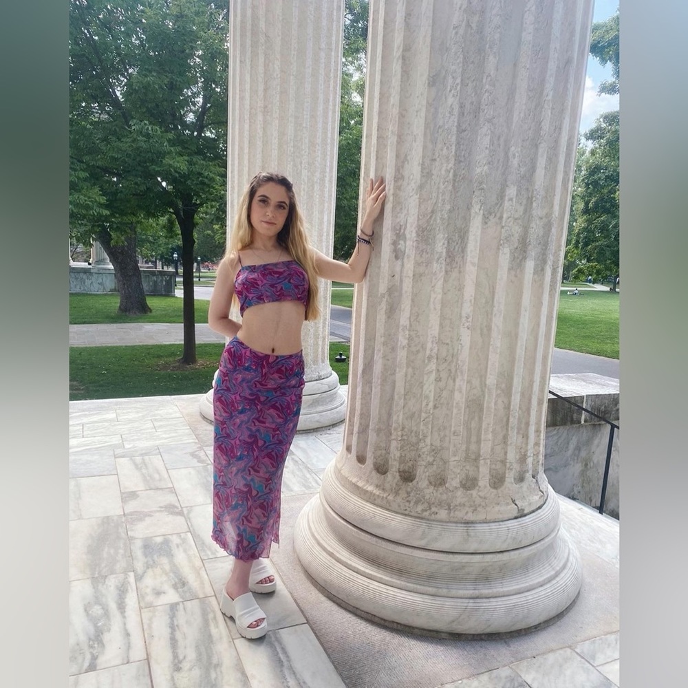RARE Forever 21 marble cami top and midi skirt